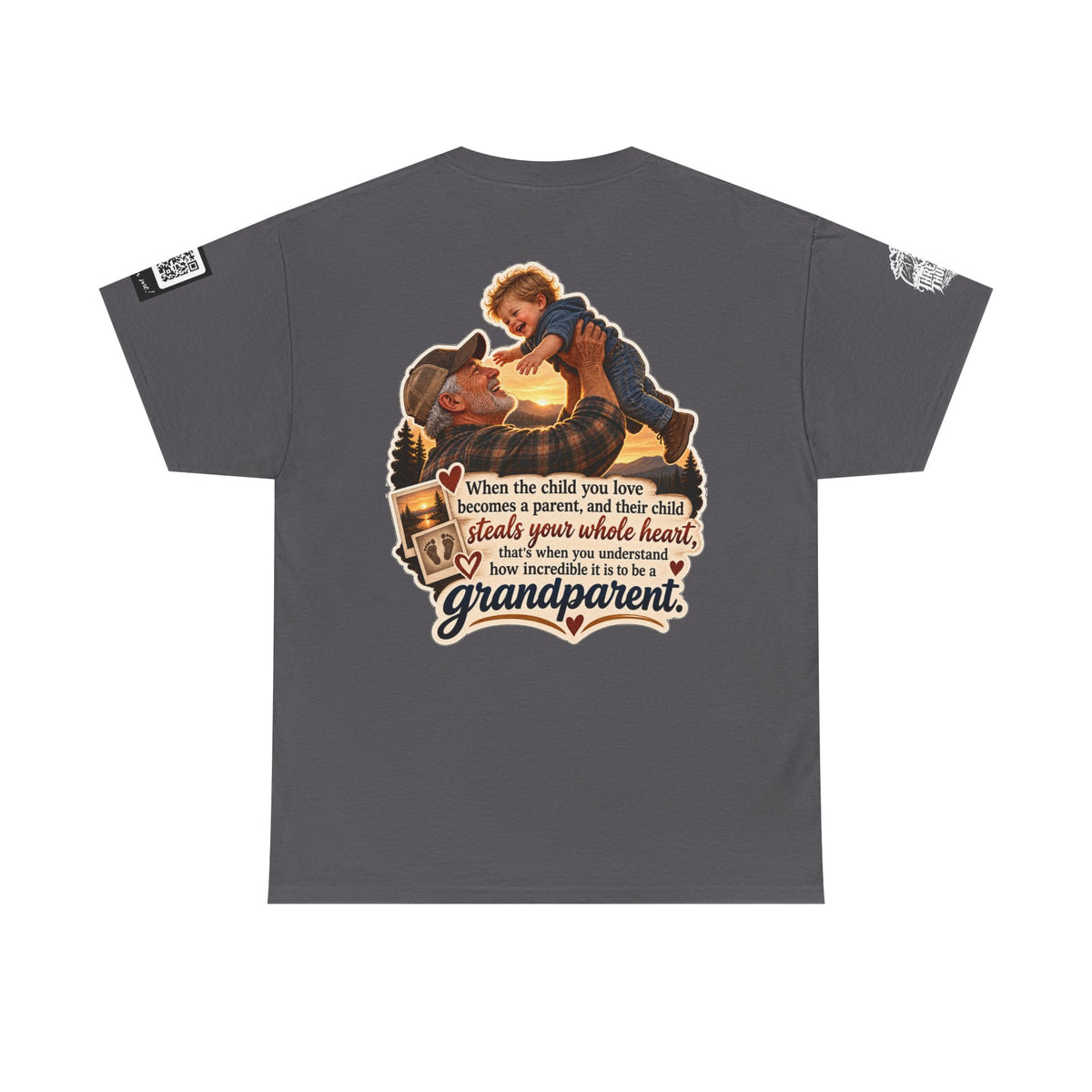 A Grandchild Steals Your Whole Heart — Proud Grandparent Back Graphic Tee