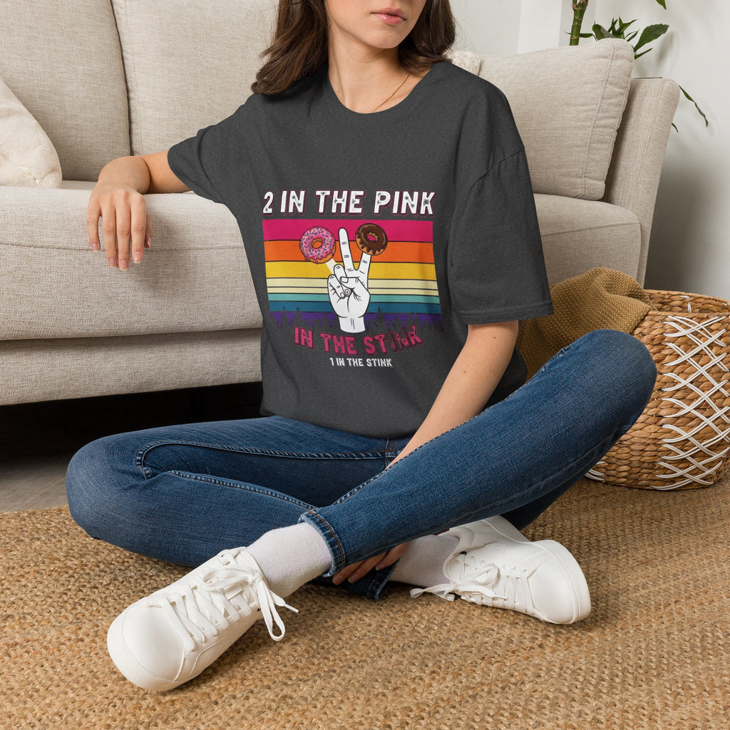 2 In The Pink Donut Peace Sign T‑Shirt — Retro Rainbow Dessert Graphic Tee