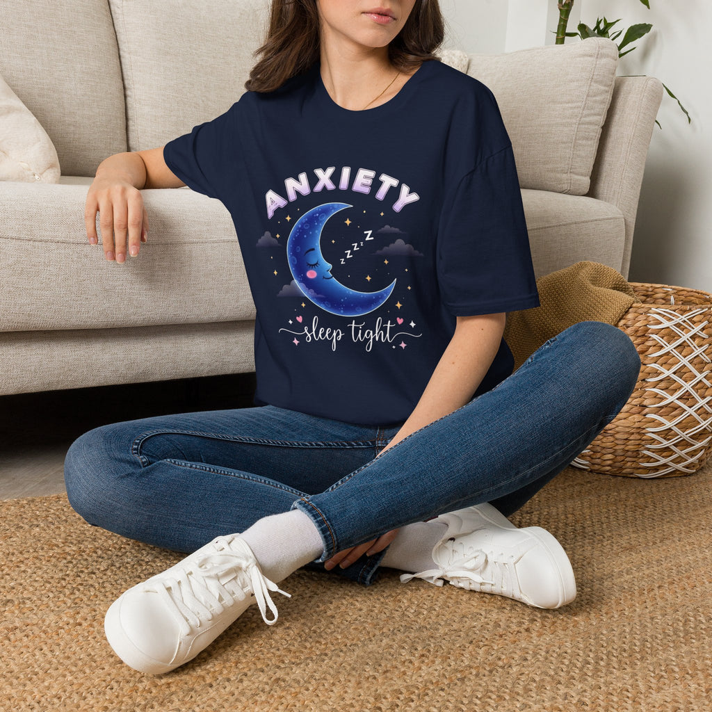 Anxiety Moon T-Shirt — 'Sleep Tight' Cute Moon & Stars Relaxation Tee