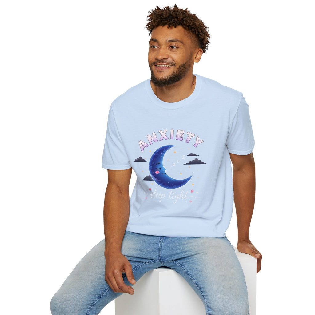 Anxiety Moon T-Shirt — 'Sleep Tight' Cute Moon & Stars Relaxation Tee