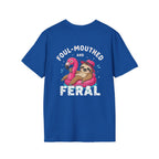 Foul‑Mouthed and Feral Sloth Graphic T-Shirt — Funny Pool Float Flamingo Tee