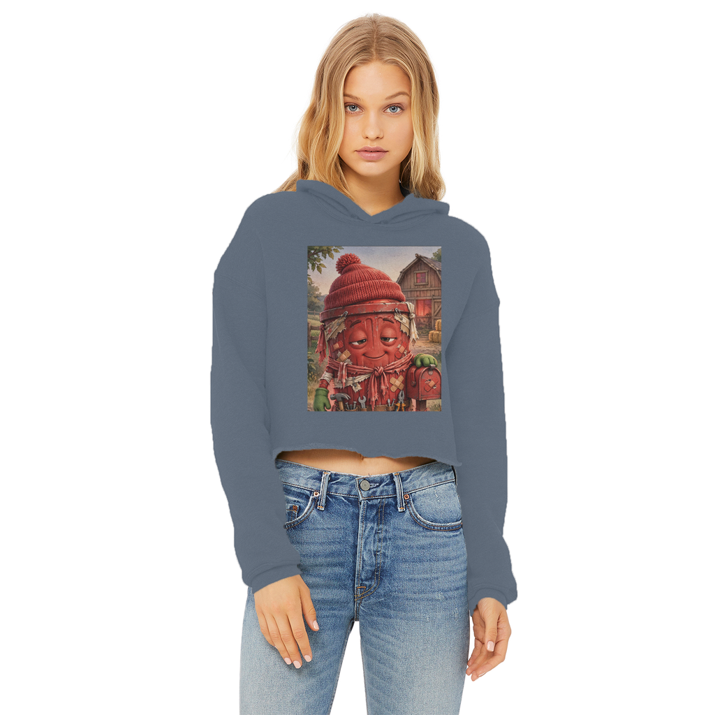 Trash Can Row – Ladies Cropped Raw Edge Hoodie