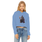 angry can man Ladies Cropped Raw Edge Hoodie