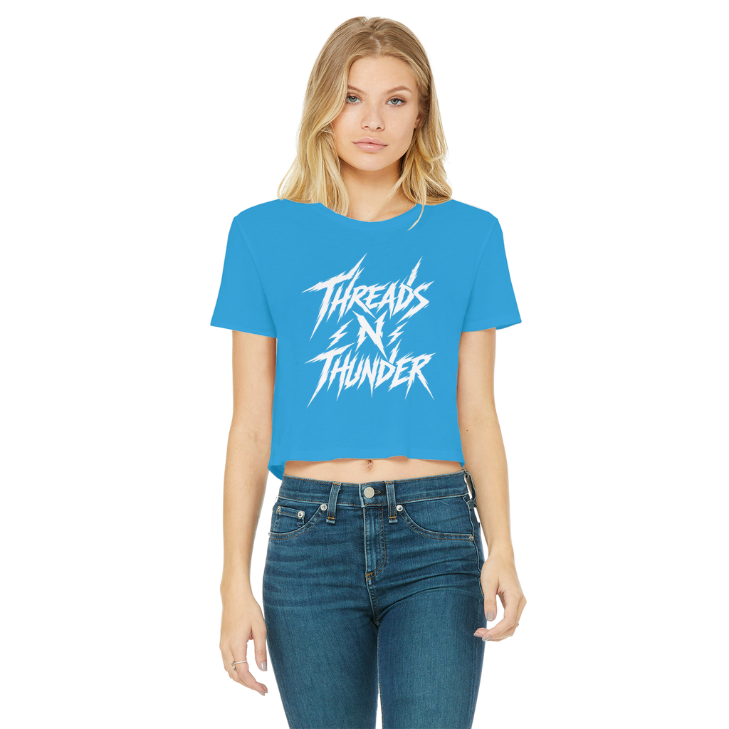 Falling Rocks COllection Classic Women's Cropped Raw Edge T-Shirt