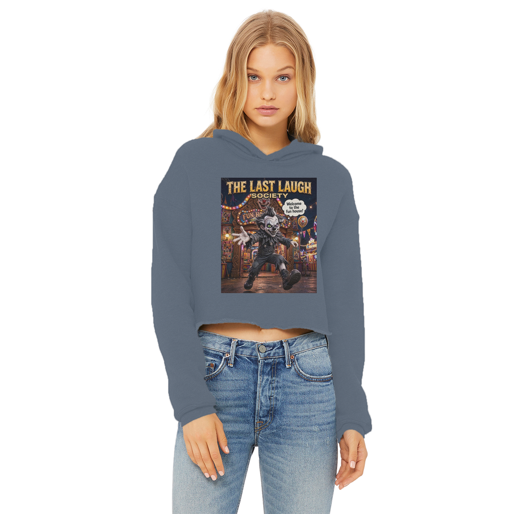 The Last Laugh Society Ladies Cropped Raw Edge Hoodie