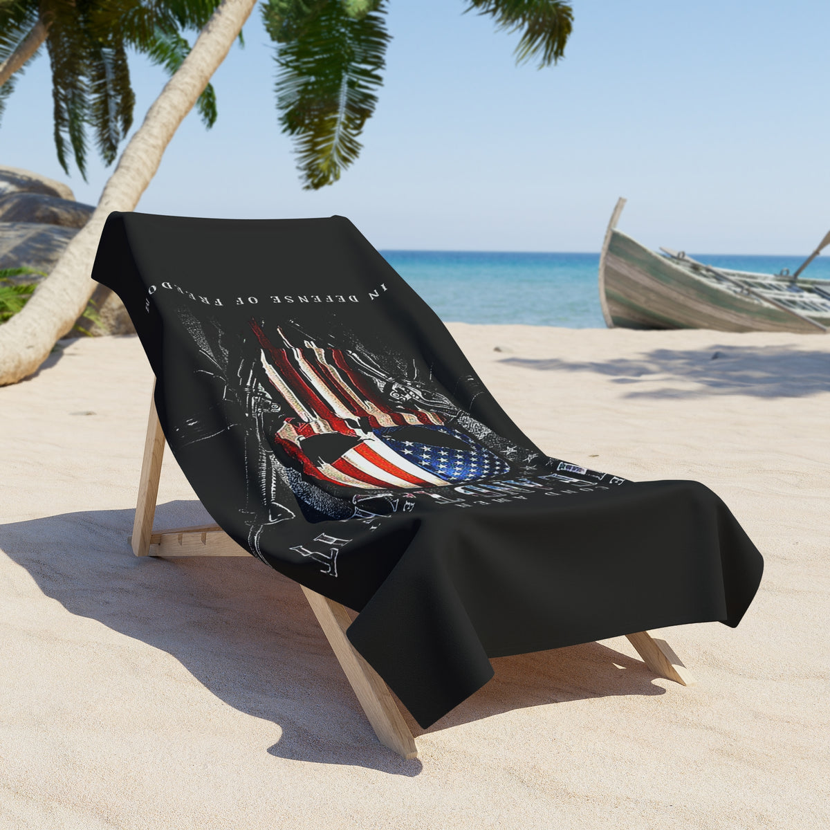 Patriotic Punisher Skull Beach Towel – "Come and Take It" 2nd Amendment Design