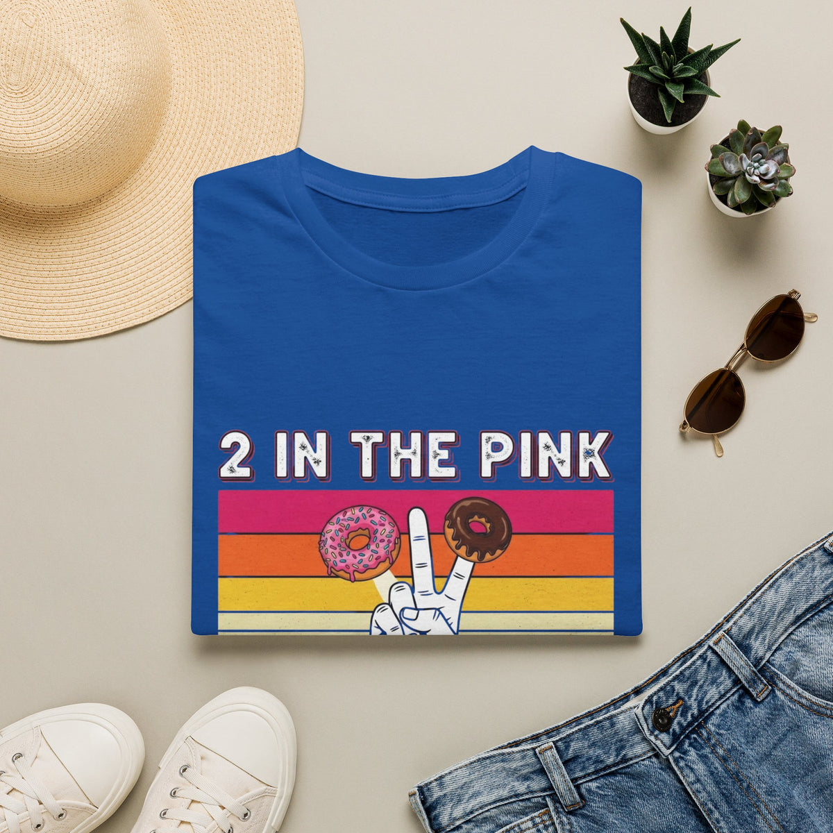 2 In The Pink Donut Peace Sign T‑Shirt — Retro Rainbow Dessert Graphic Tee