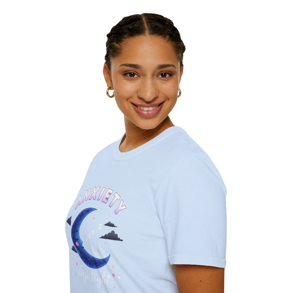 Anxiety Moon T-Shirt — 'Sleep Tight' Cute Moon & Stars Relaxation Tee