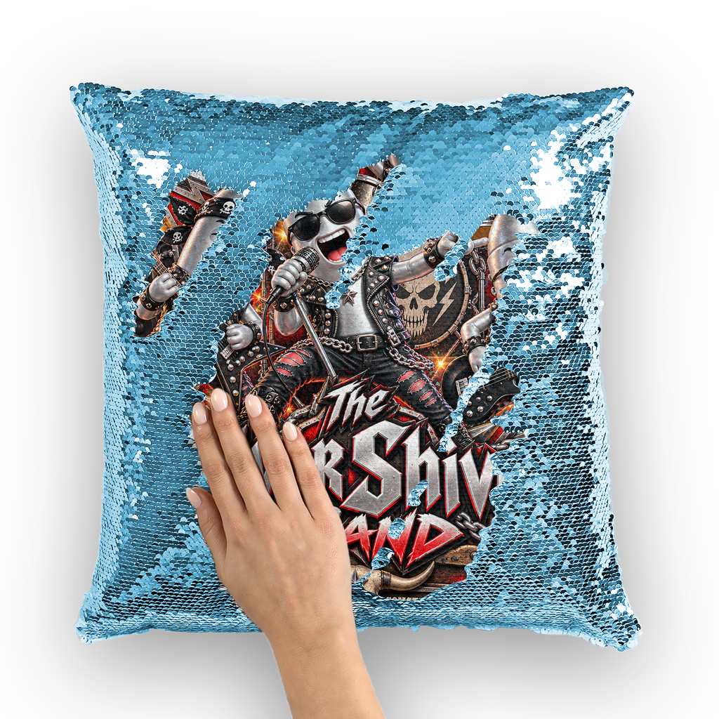 The Silver Shivers Band Sequin Cushion Cover