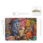 Trash Can Row Single Placemat and Coaster Set