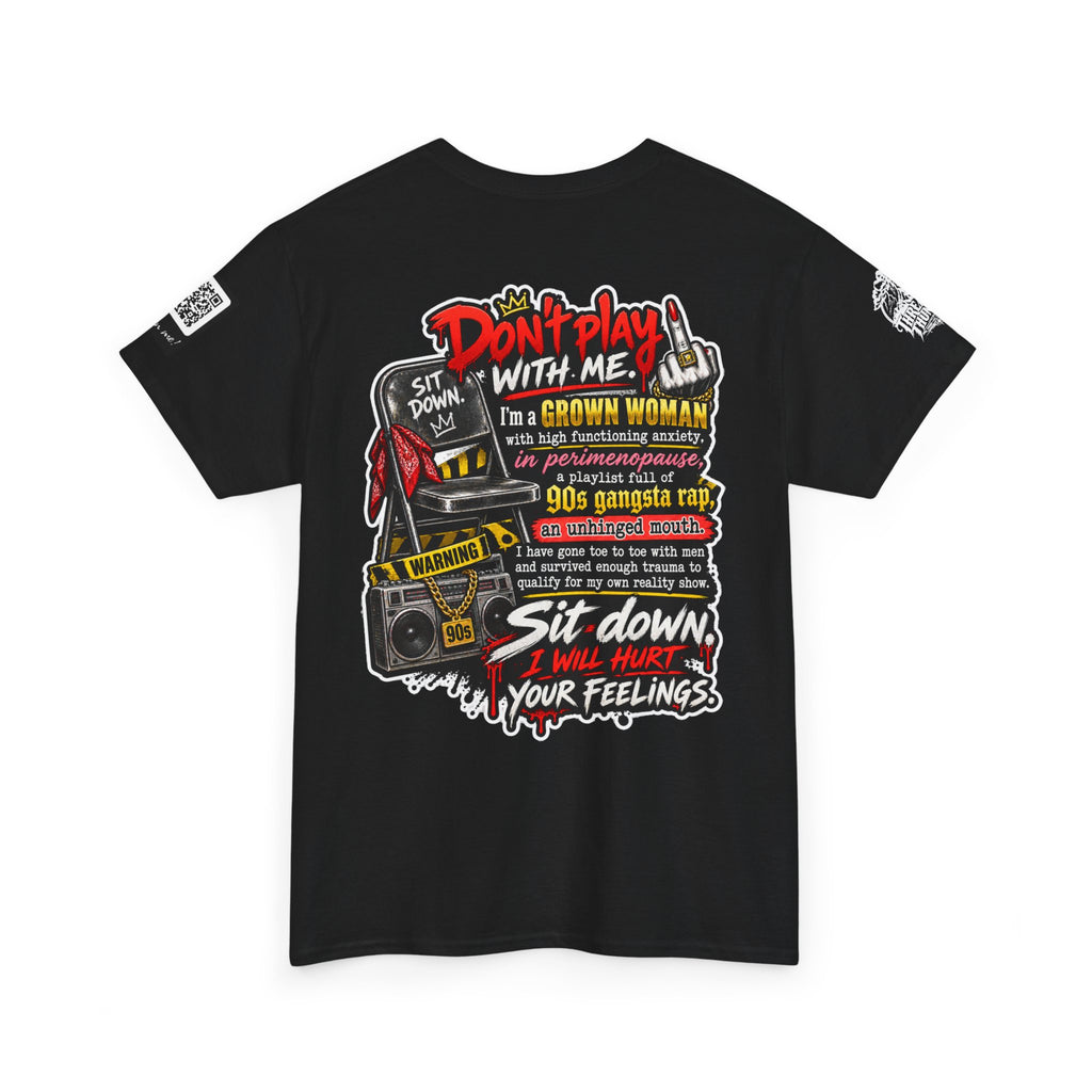 Grown Woman With Anxiety and 90s Gangsta Rap Back Graphic Tee