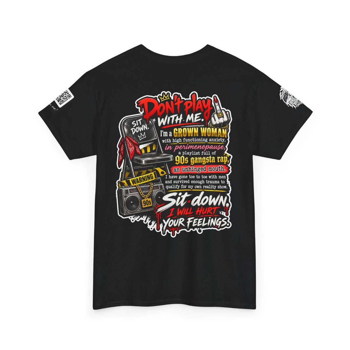 Grown Woman With Anxiety and 90s Gangsta Rap Back Graphic Tee