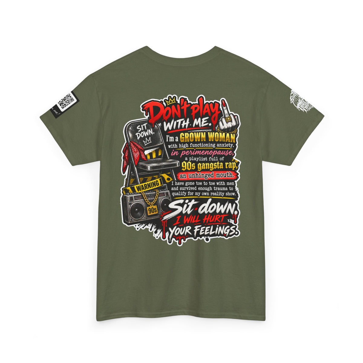 Grown Woman With Anxiety and 90s Gangsta Rap Back Graphic Tee