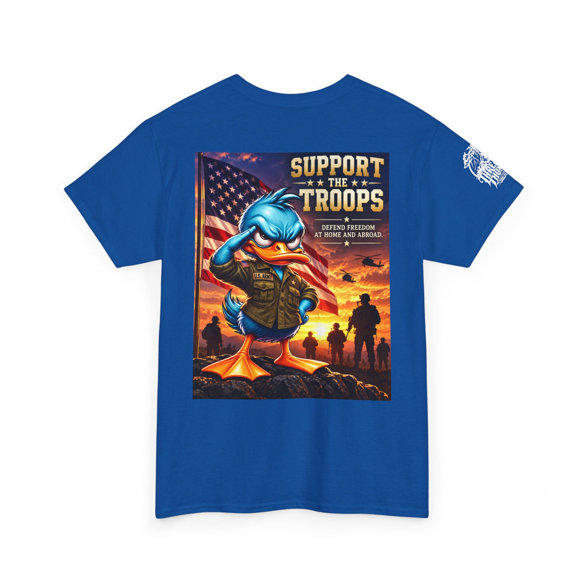 Support the Troops — Defend Freedom at Home and Abroad Back Graphic Tee