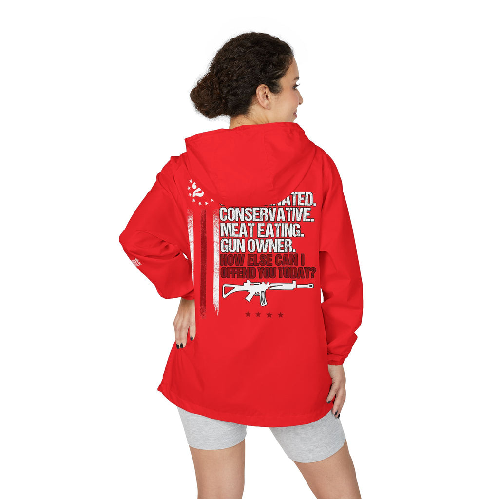 Windbreaker Jacket — '2nd Amendment: Unvaccinated Conservative' Patriotic Rifle Design