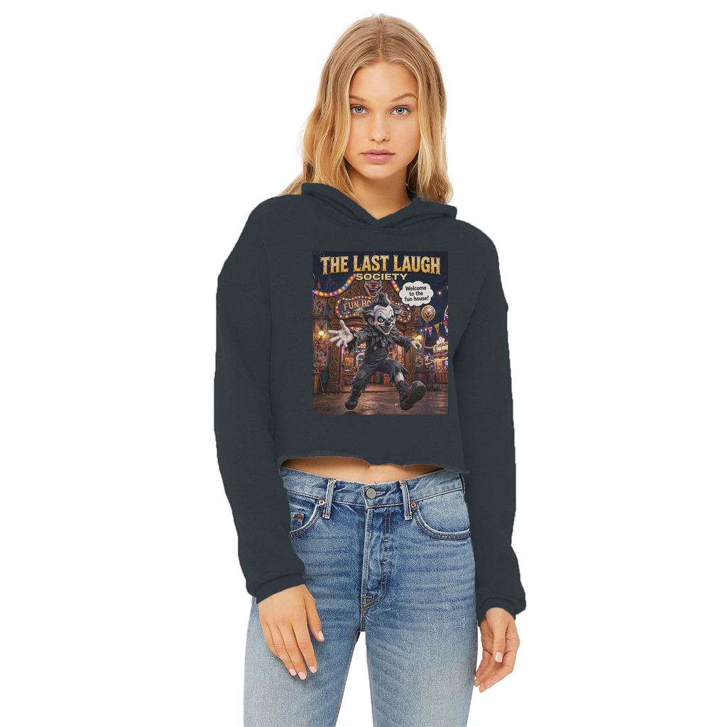 The Last Laugh Society Ladies Cropped Raw Edge Hoodie