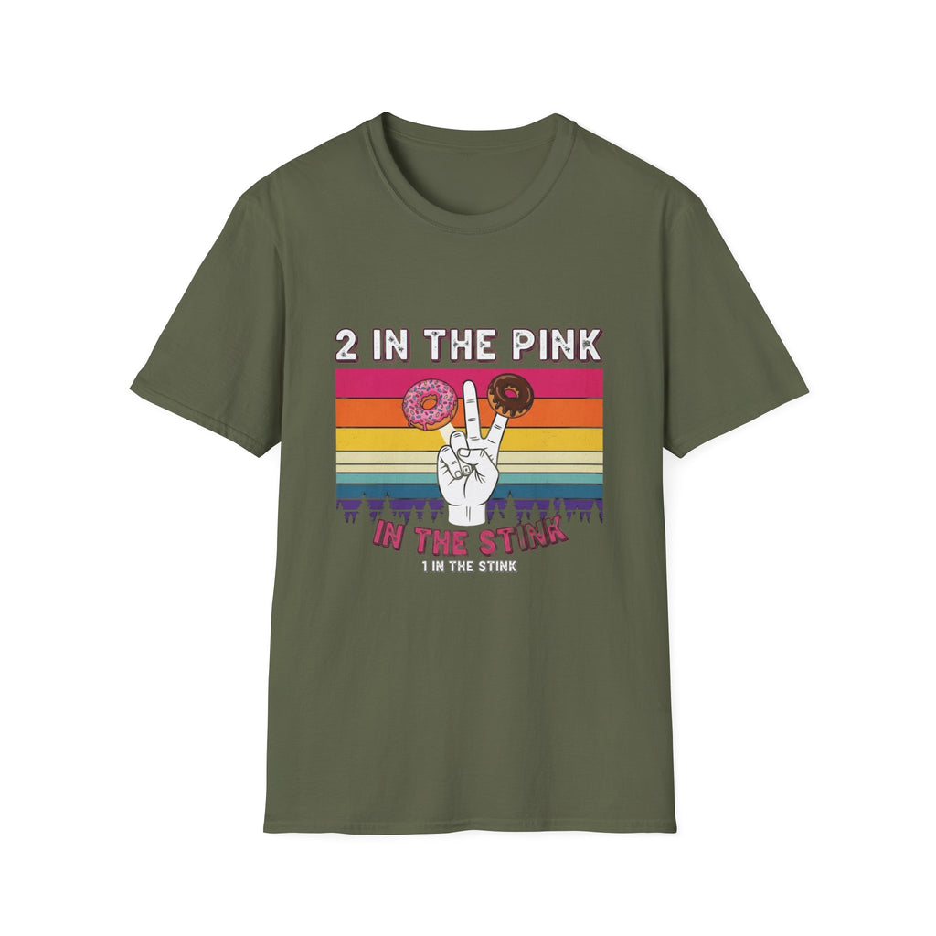 2 In The Pink Donut Peace Sign T‑Shirt — Retro Rainbow Dessert Graphic Tee