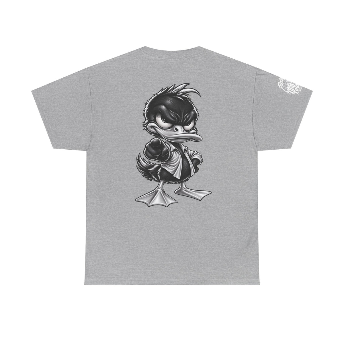 Monochrome Rebel Duck Character Back Graphic Tee