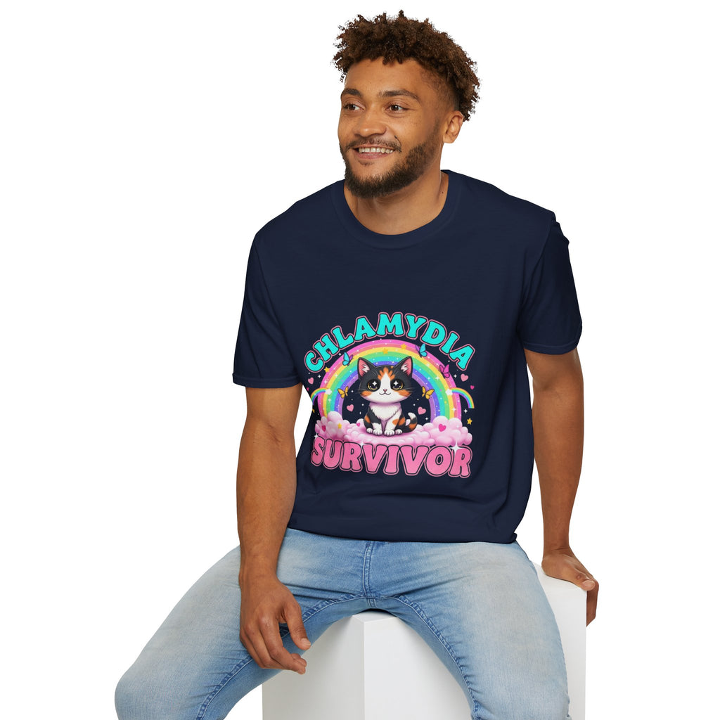 Chlamydia Survivor Cat T-Shirt — Cute Rainbow Calico Tee