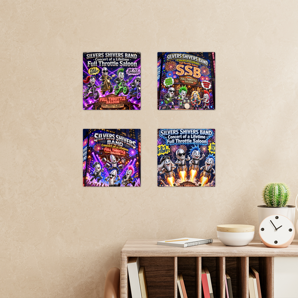 The Silver Shivers Band Square Wall Tiles Set of 4