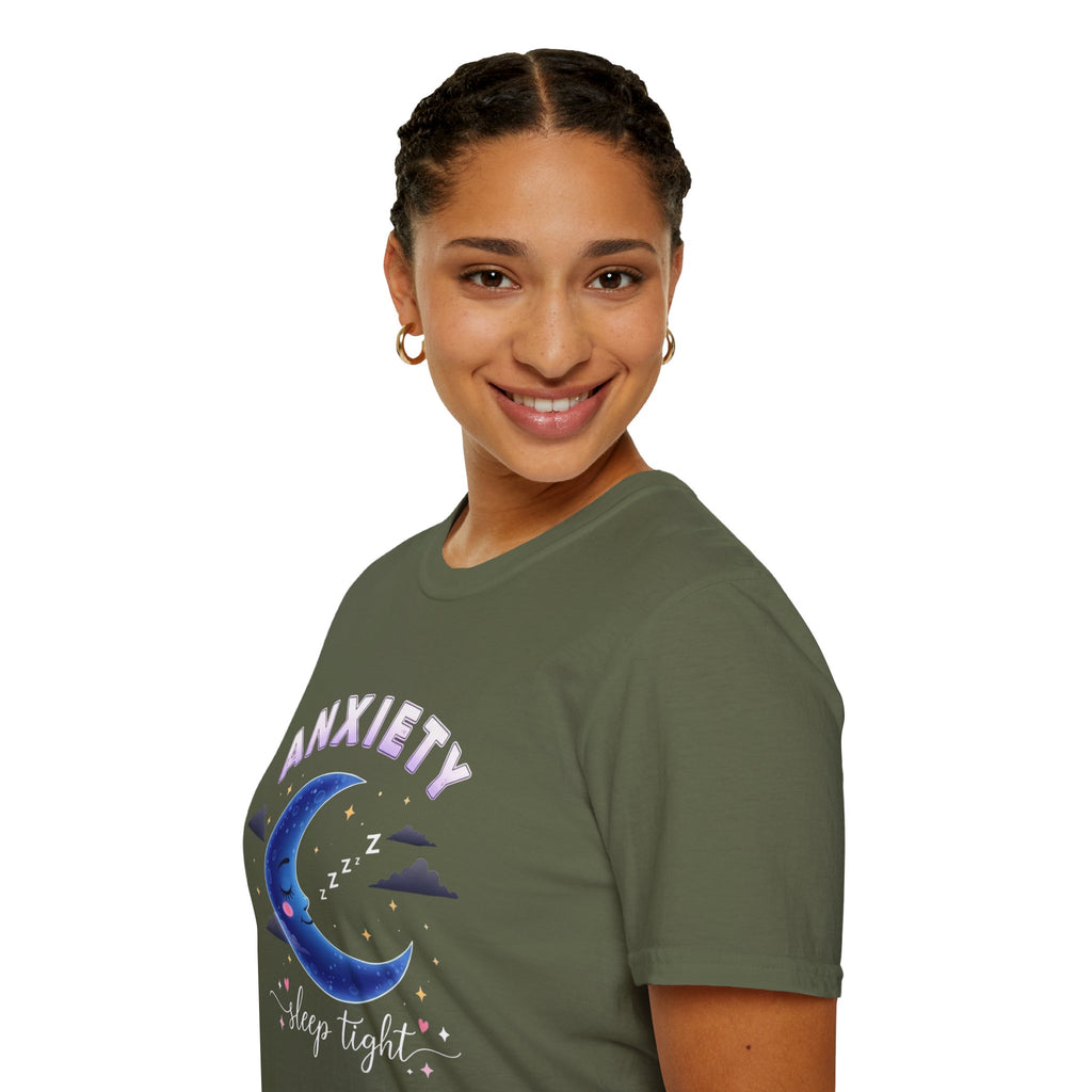 Anxiety Moon T-Shirt — 'Sleep Tight' Cute Moon & Stars Relaxation Tee