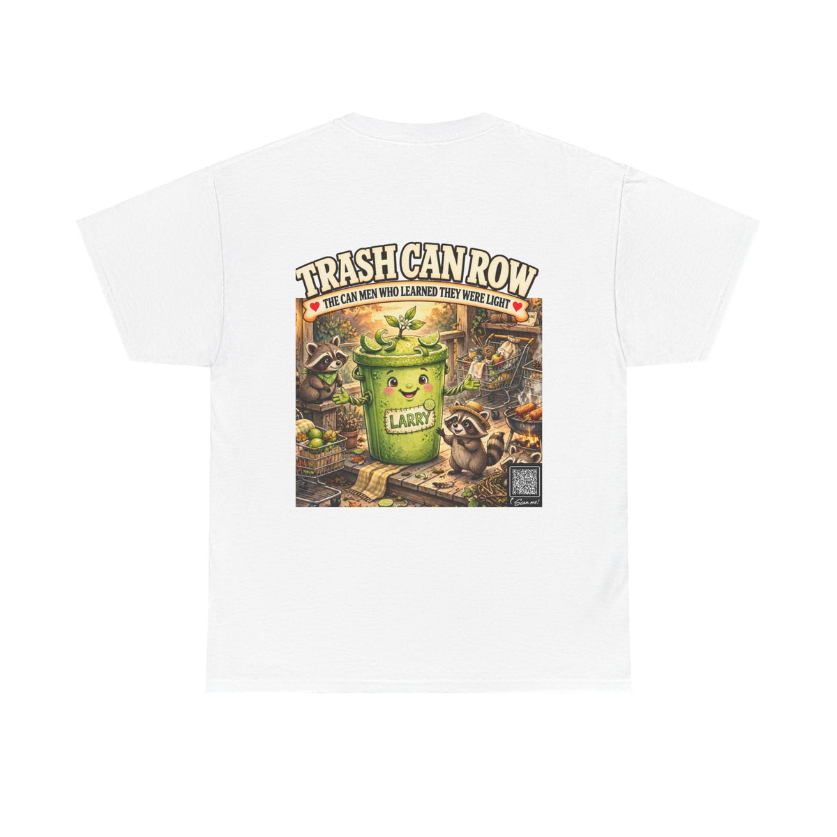 Trash Can Row Graphic Tee — Cute Lucky Trash Can & Raccoon Vintage-Style T‑Shirt