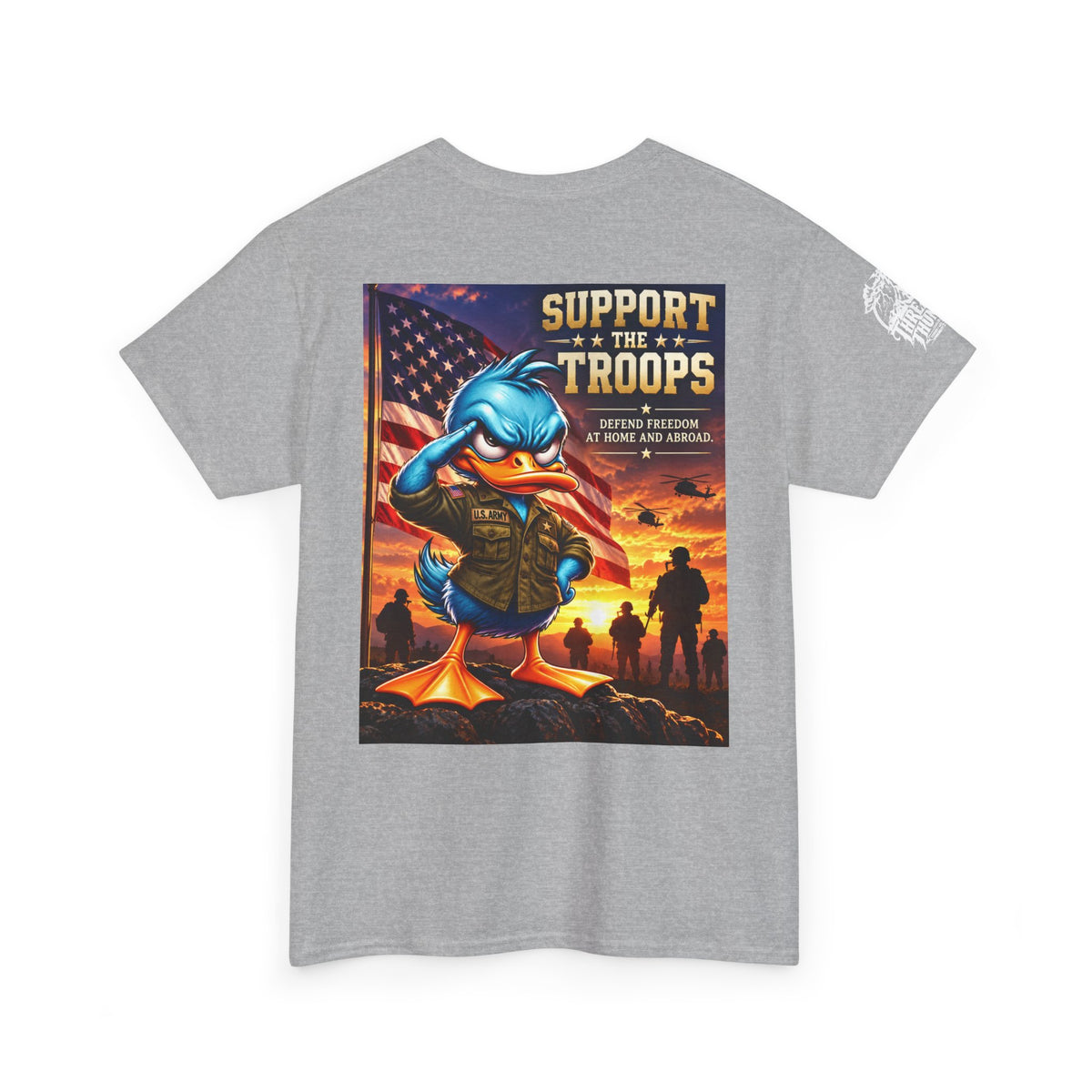 Support the Troops — Defend Freedom at Home and Abroad Back Graphic Tee