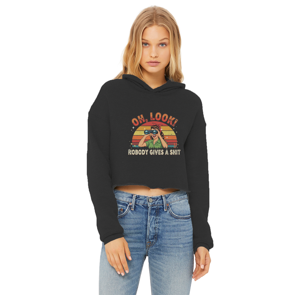 SARCASM 105 Ladies Cropped Raw Edge Hoodie