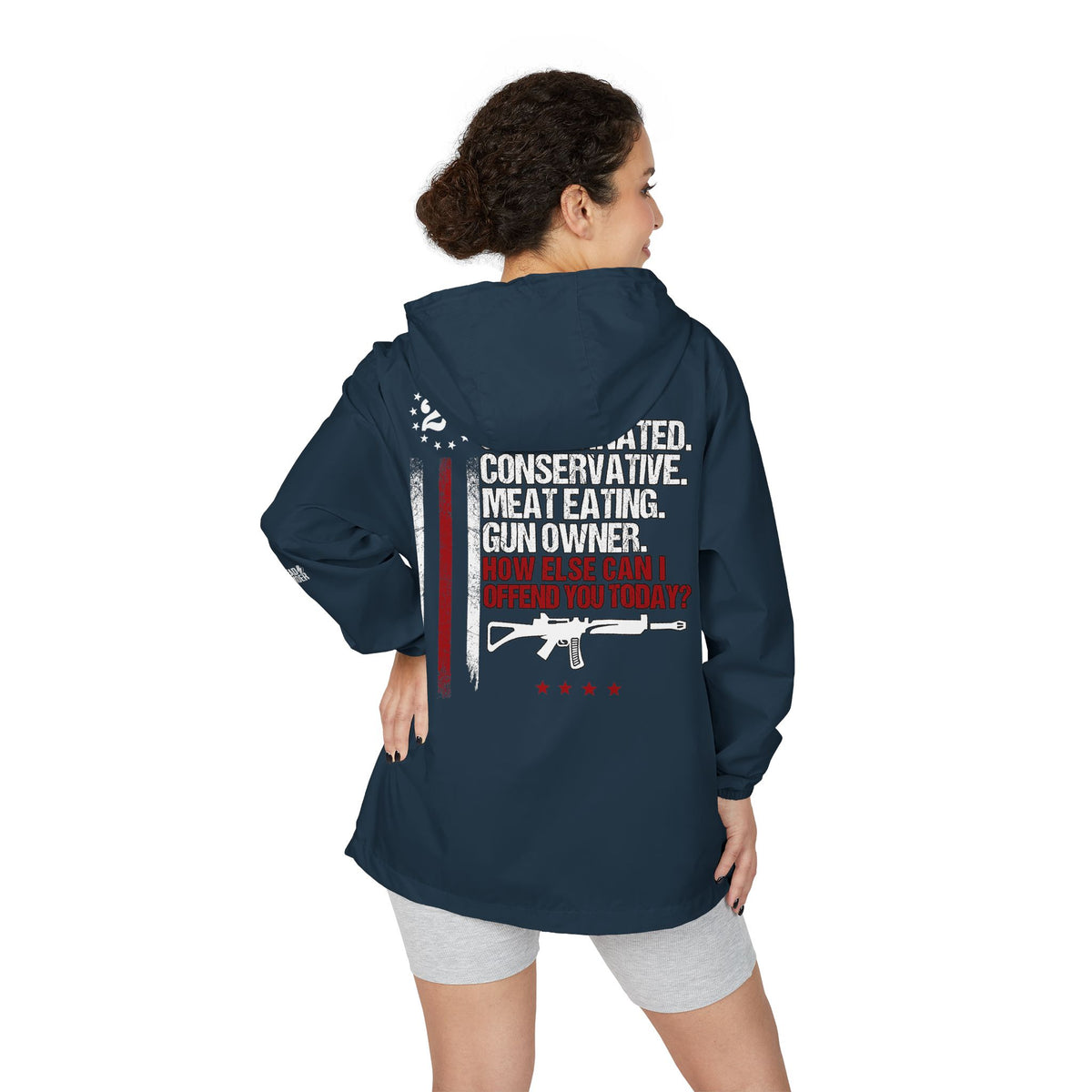 Windbreaker Jacket — '2nd Amendment: Unvaccinated Conservative' Patriotic Rifle Design