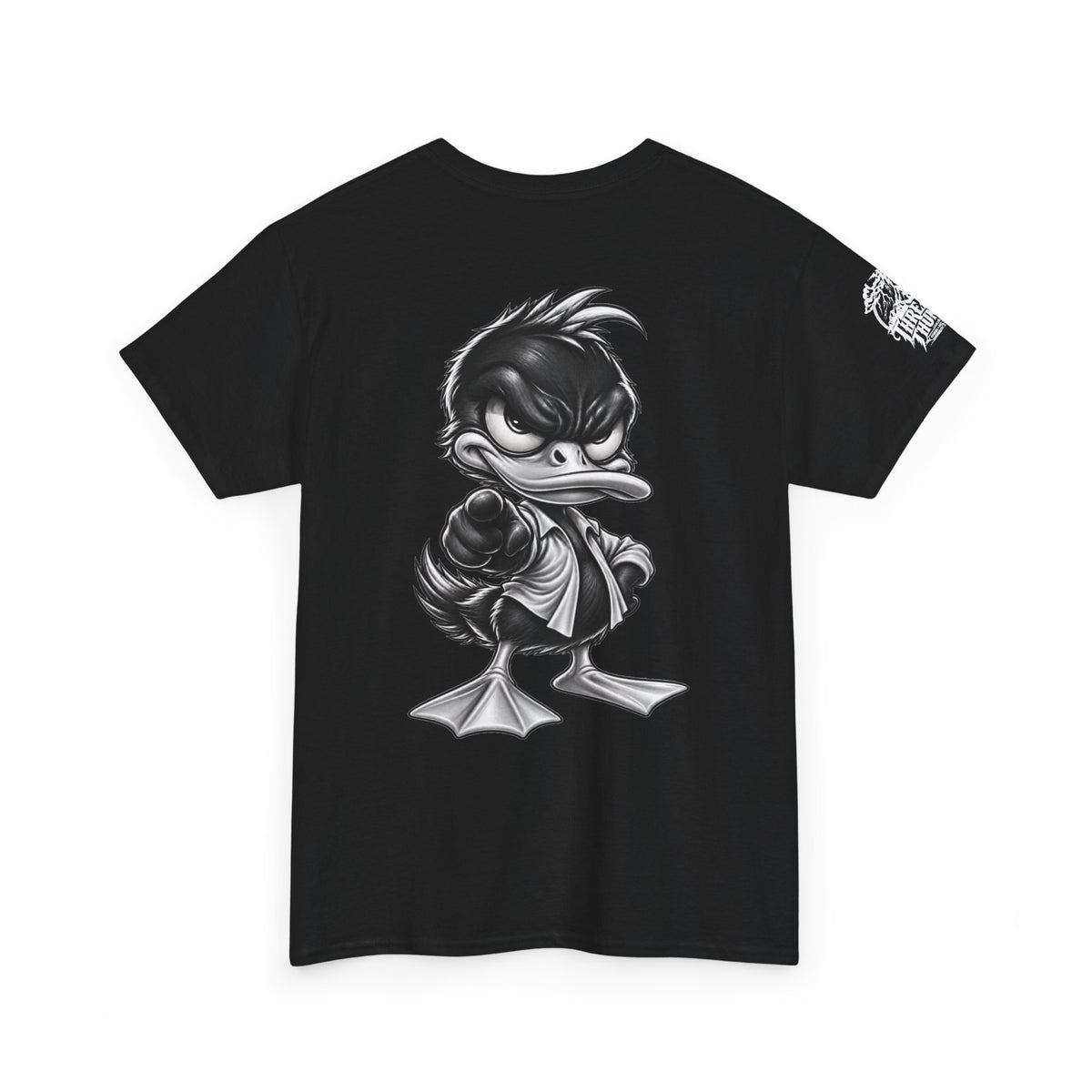 Monochrome Rebel Duck Character Back Graphic Tee