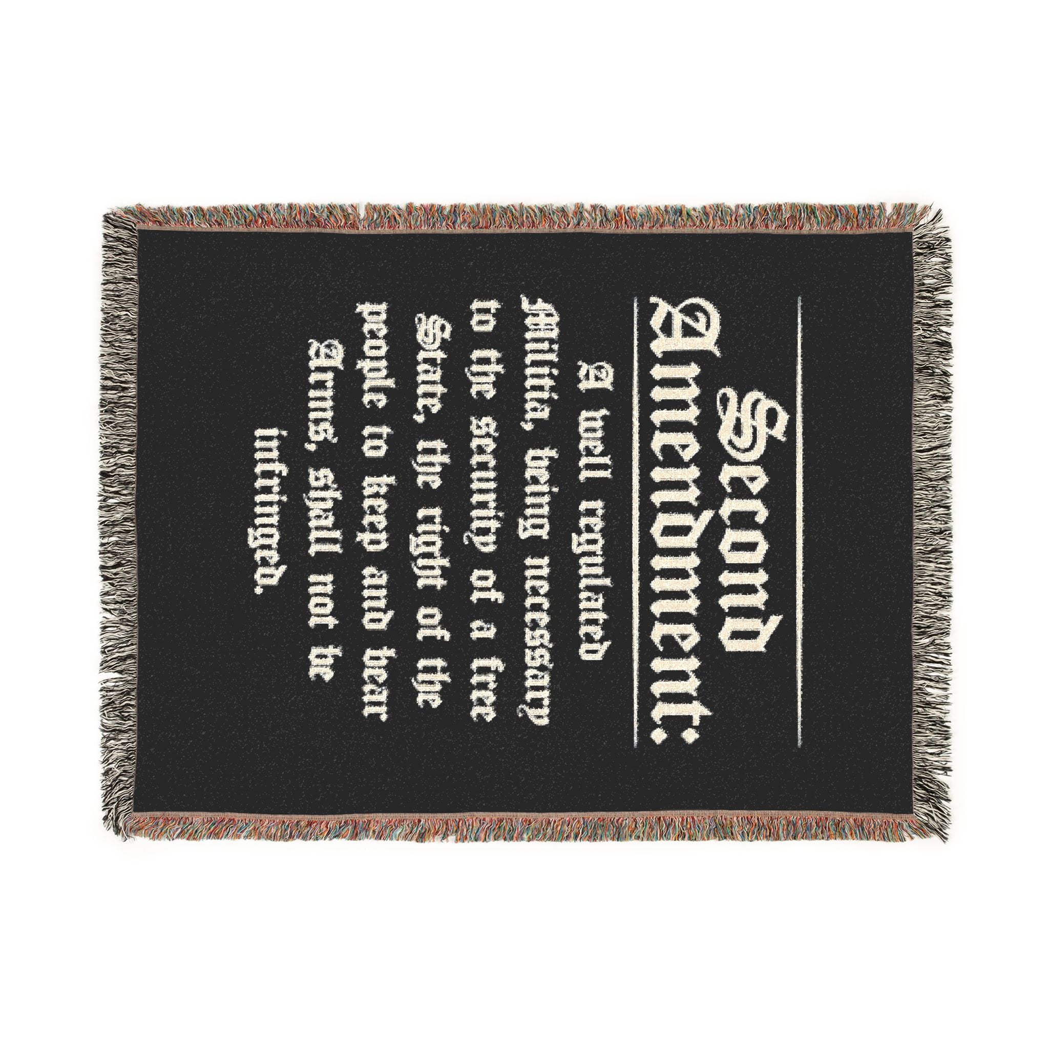 Second Amendment Woven Blanket — Rustic Constitution Quote Throw
