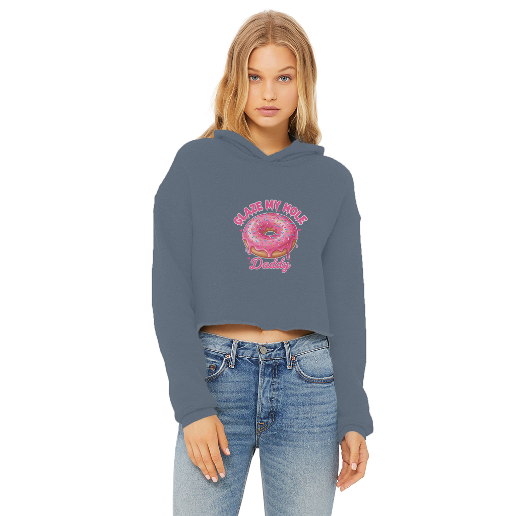AOC Ladies Cropped Raw Edge Hoodie