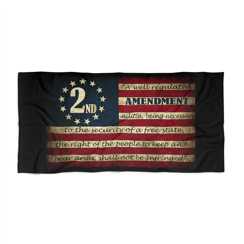 2nd Amendment American Flag Beach Towel — Patriotic Constitution Quote
