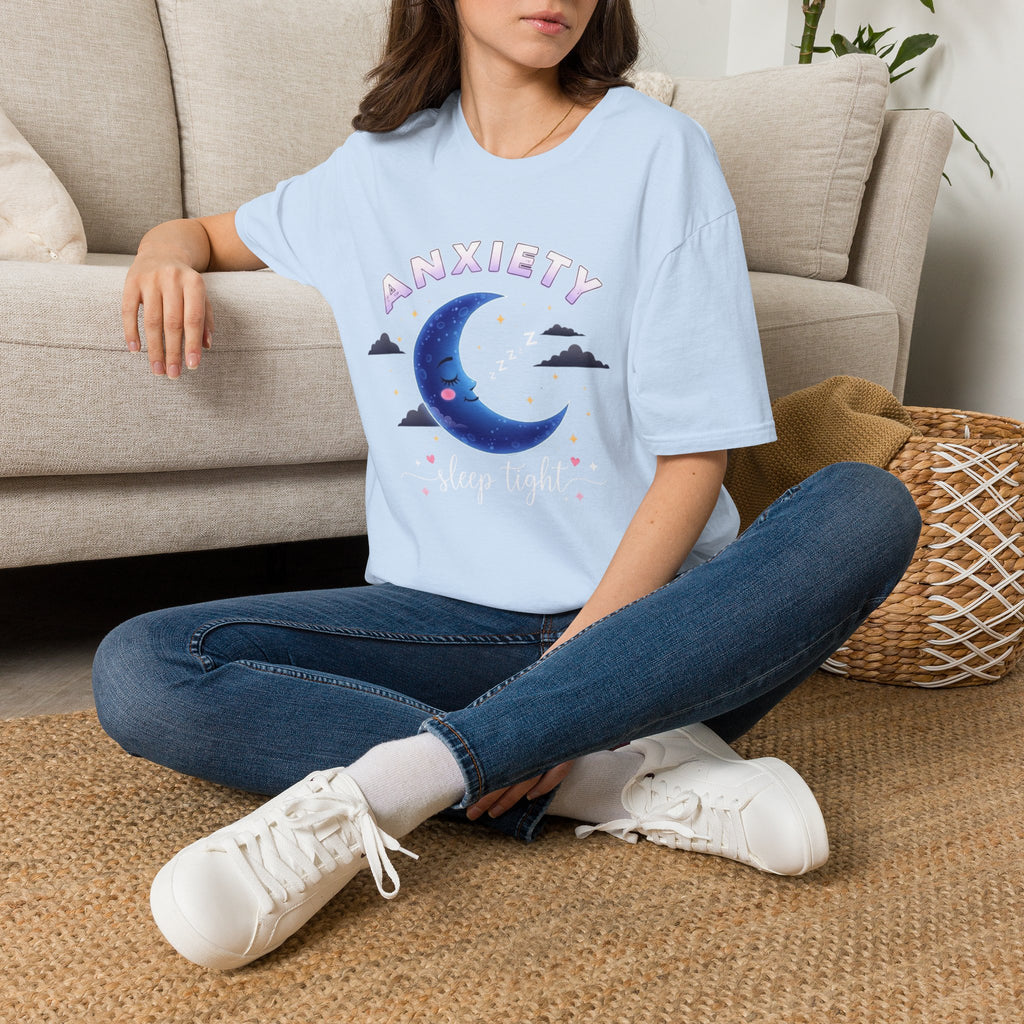 Anxiety Moon T-Shirt — 'Sleep Tight' Cute Moon & Stars Relaxation Tee