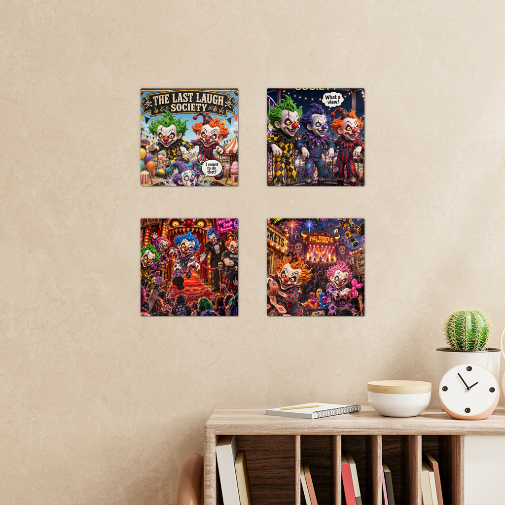 The Last Laugh Society Square Wall Tiles Set of 4