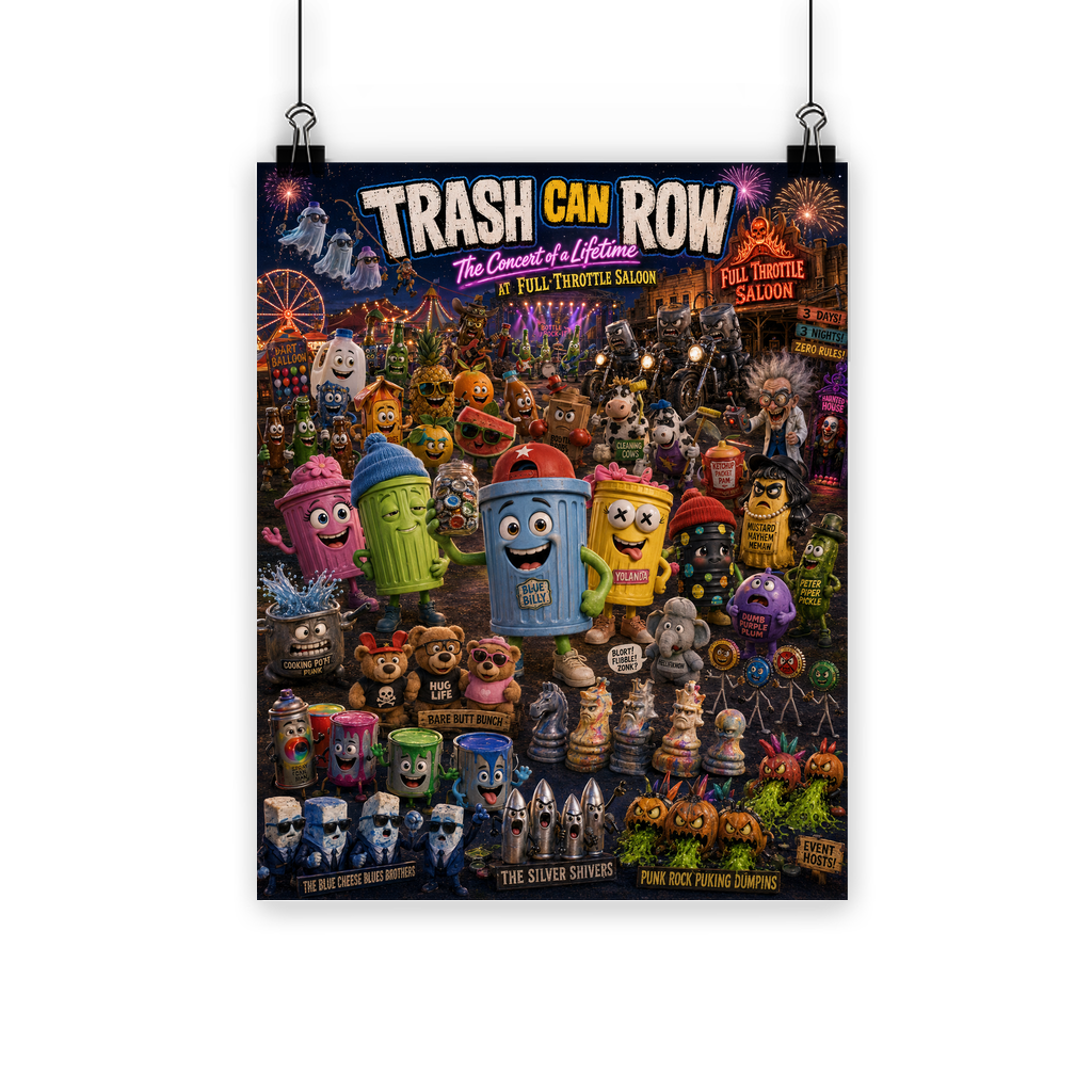 Trash Can Row CONCERT FOR A LIFETIME Classic Poster
