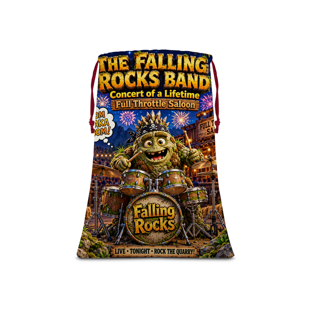 Falling Rocks COllection Sublimation Linen Drawstring Sack