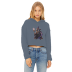 angry can man Ladies Cropped Raw Edge Hoodie