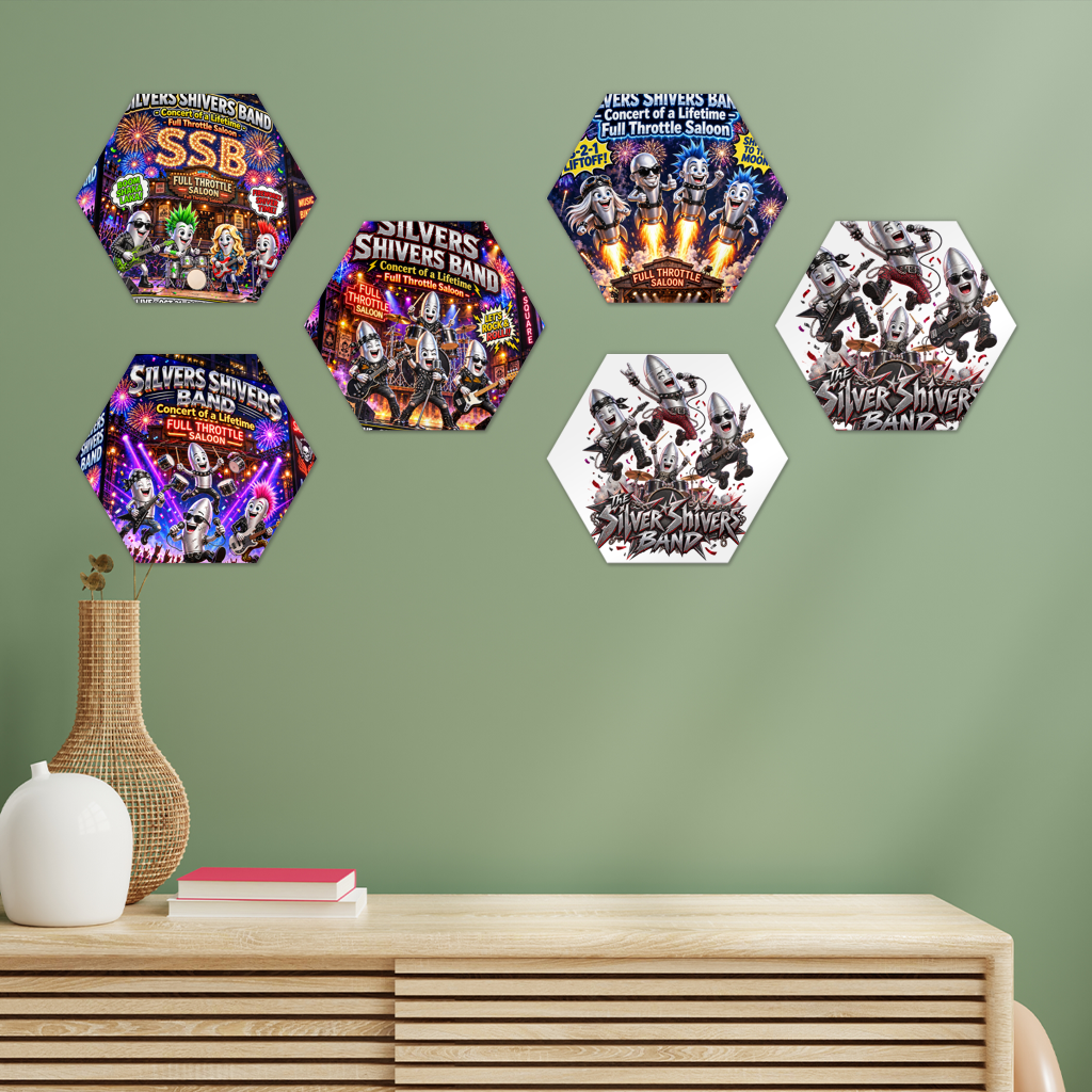 The Silver Shivers Band Hexagon Wall Tiles Set of 6