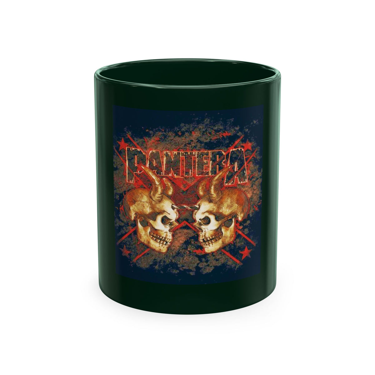 Skull Clash Ceramic Mug — Vintage Rock Tattoo Coffee Cup