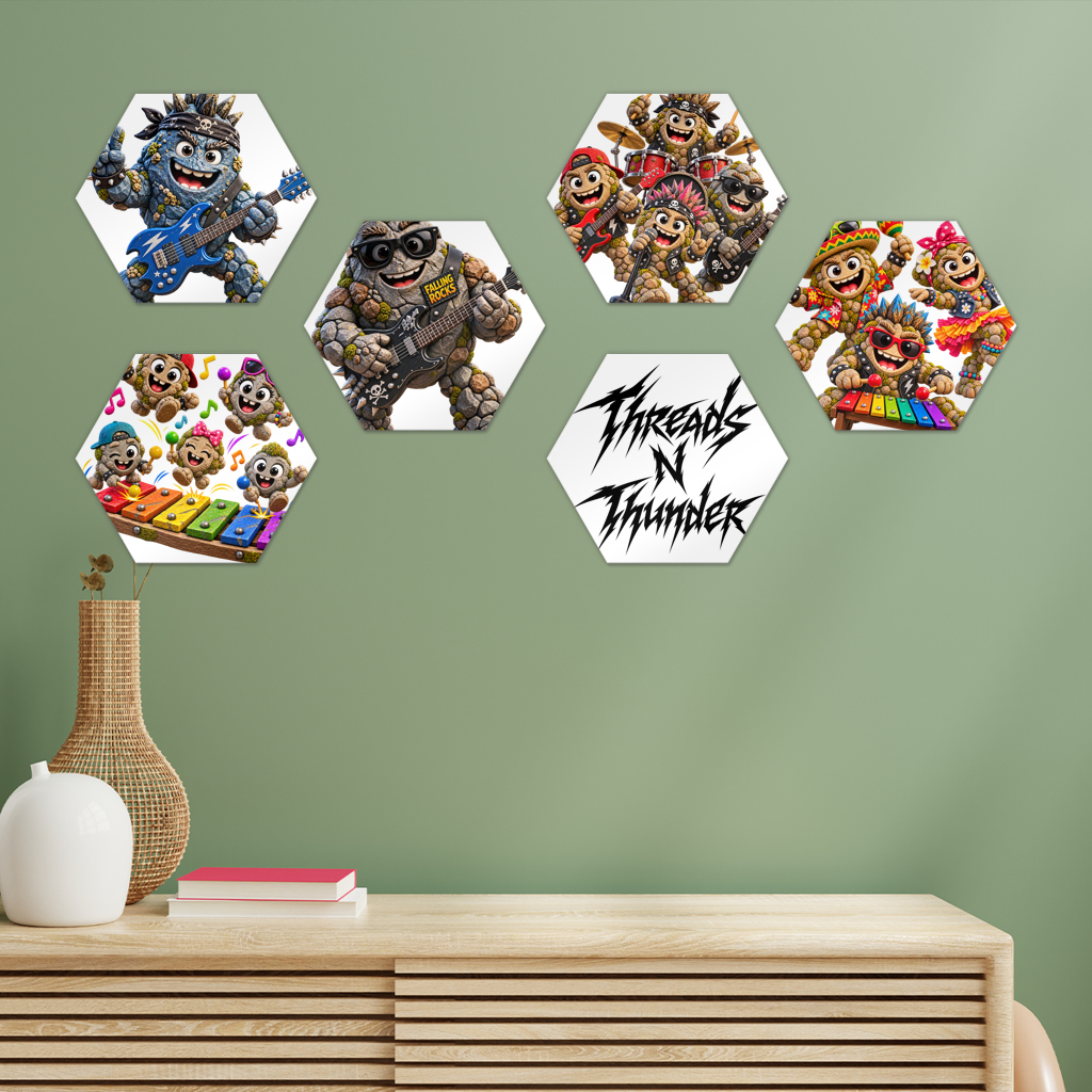 Falling Rocks Collection Hexagon Wall Tiles Set of 6