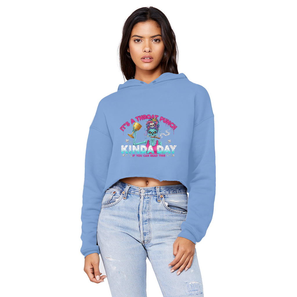 AOP Cropped Raw Edge Boyfriend Hoodie