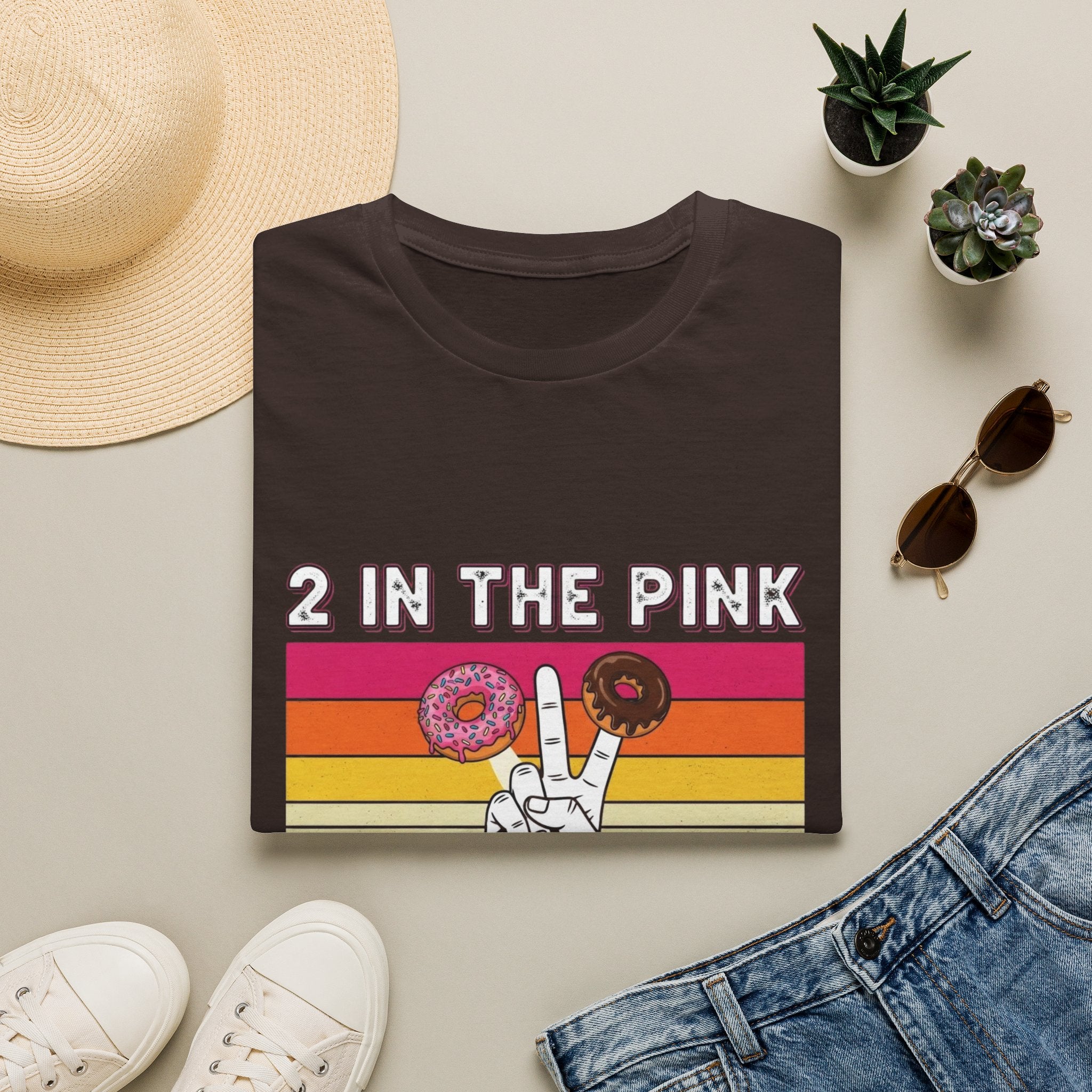 2 In The Pink Donut Peace Sign T‑Shirt — Retro Rainbow Dessert Graphic Tee