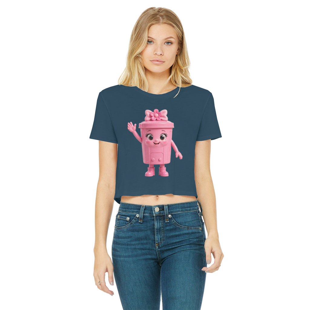 Trash Can Row – Classic Women's Cropped Raw Edge T-Shirt