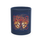 Skull Clash Ceramic Mug — Vintage Rock Tattoo Coffee Cup