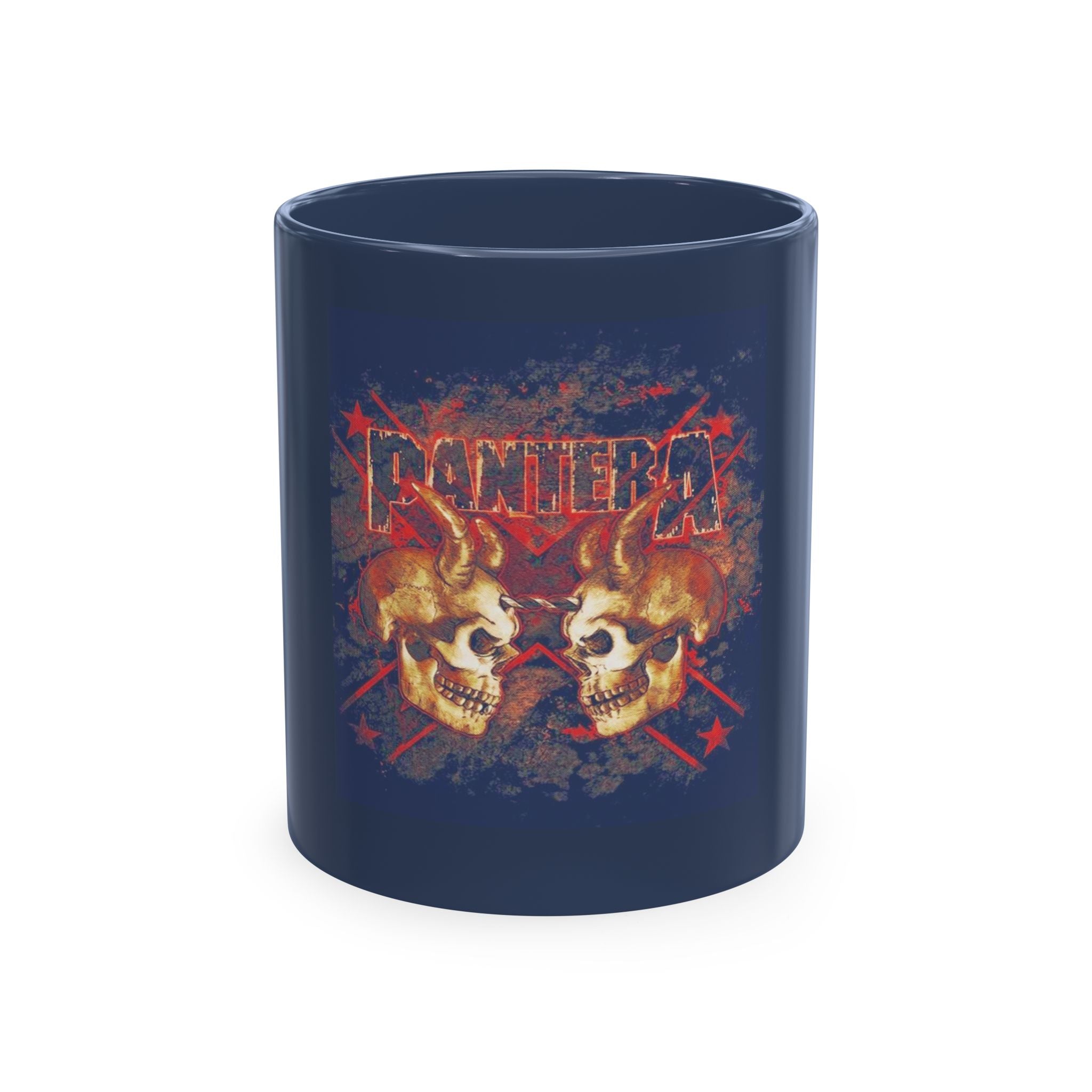 Skull Clash Ceramic Mug — Vintage Rock Tattoo Coffee Cup