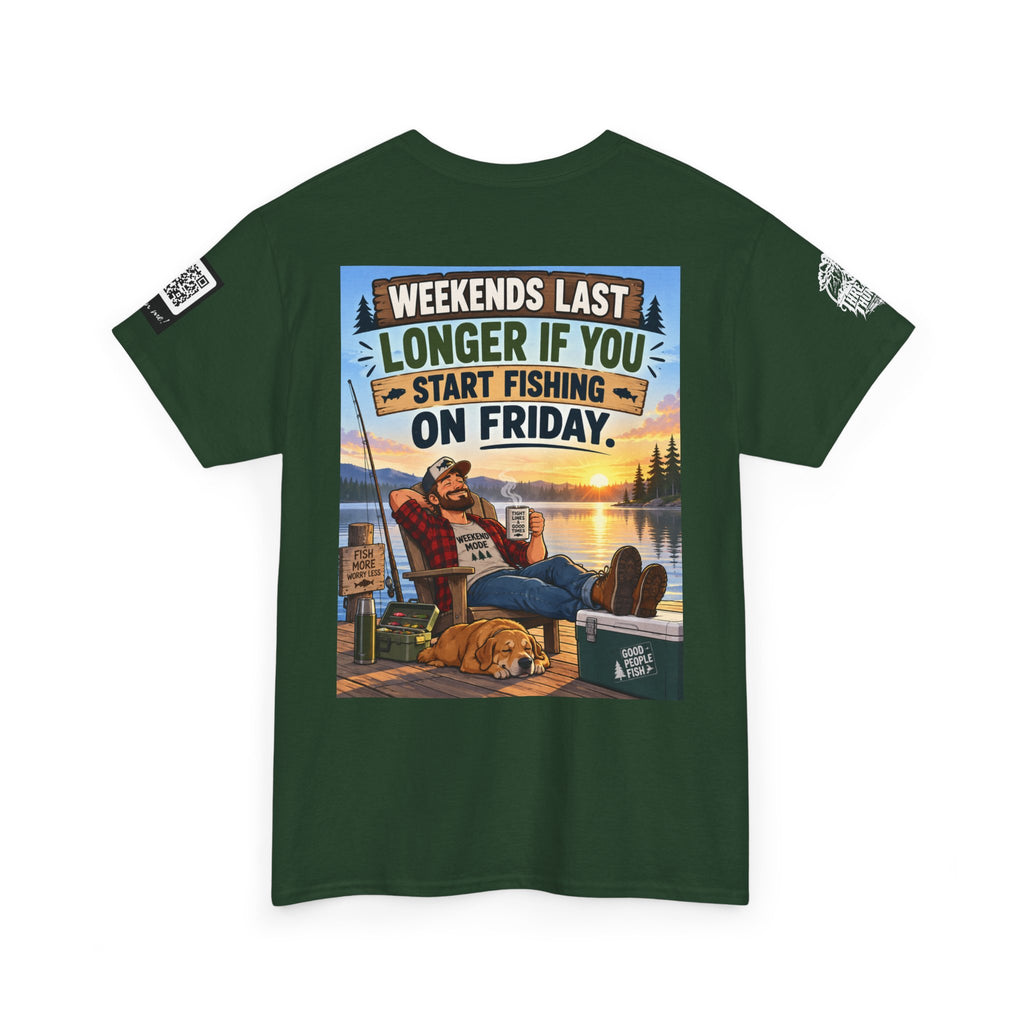 Weekends Last Longer When You Start Fishing Friday Back Graphic Tee