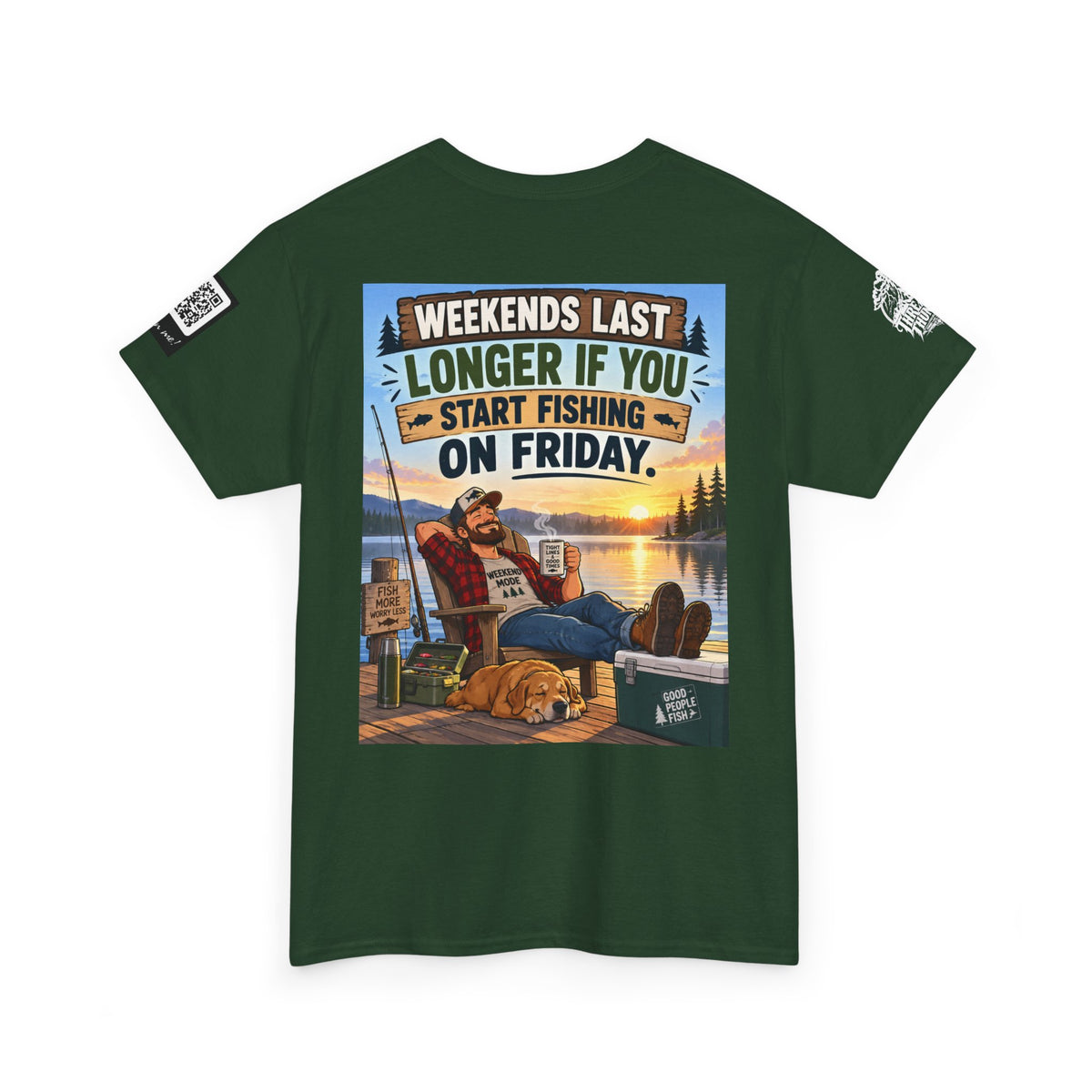 Weekends Last Longer When You Start Fishing Friday Back Graphic Tee
