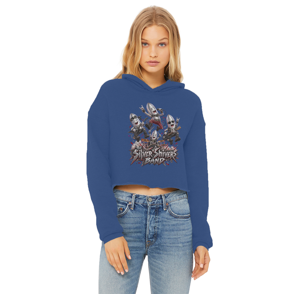 The Silver Shivers Band Ladies Cropped Raw Edge Hoodie
