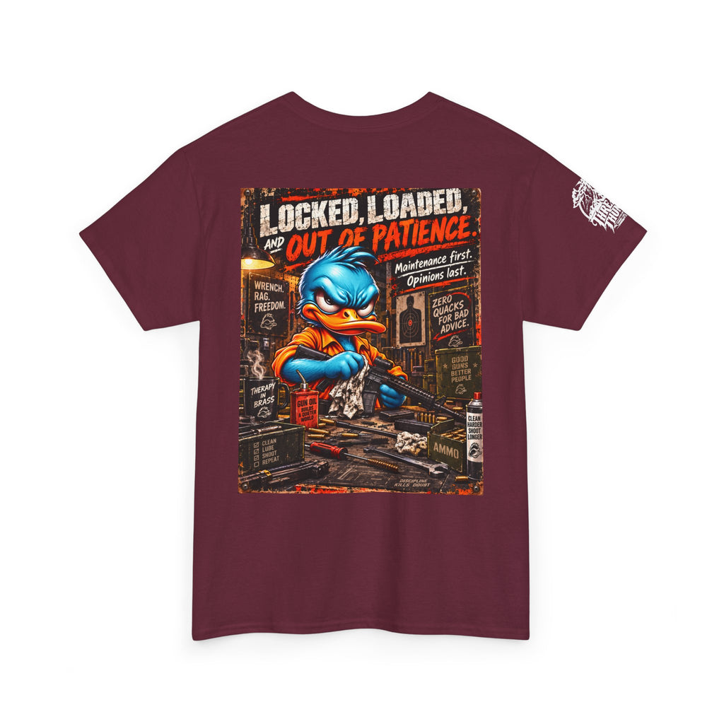 Locked, Loaded, and Out of Patience Back Graphic Tee
